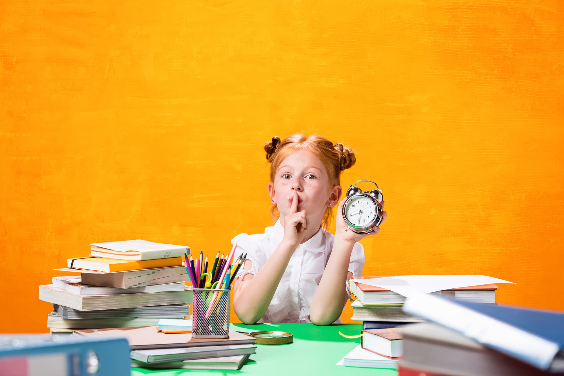 litte girl studying